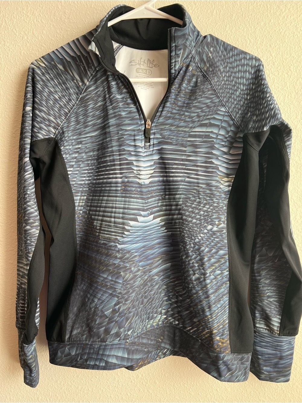 Salt Life Size Small Unisex Blue Wave Print Performance Quarter Zip